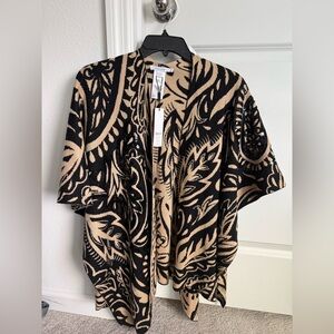 Black and Tan Patterned Shawl CHICOS sz S/M